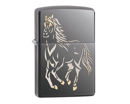 Купите зажигалку Zippo 28645 Running Horse Black Ice (тонированный цирконием зеркальный хром, оксидированный рисунок лошади) в интернет-магазине